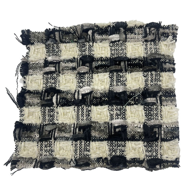 Tessuti di tweed a quadri di lusso nero grigio a trama fine per cappotti 22042