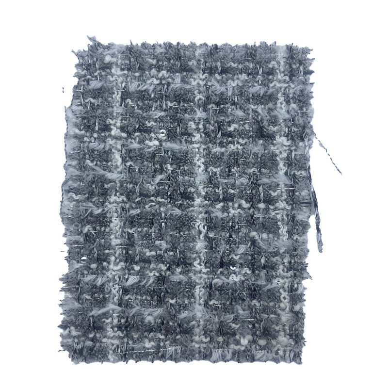 Tessuti in tweed goffrato scozzese grigio a trama fine per indumenti da donna 23503