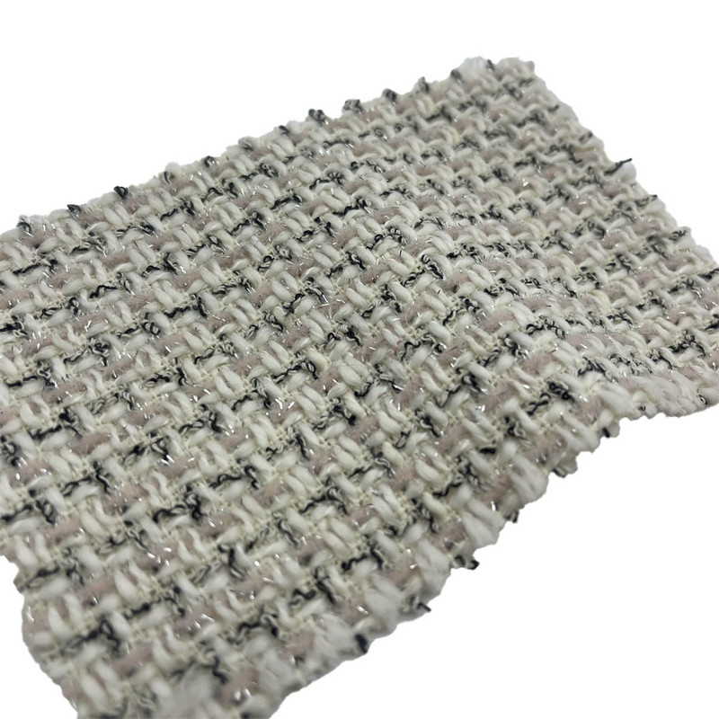 Tessuti moda in tweed metallizzato rosa chiaro per abito 23523
