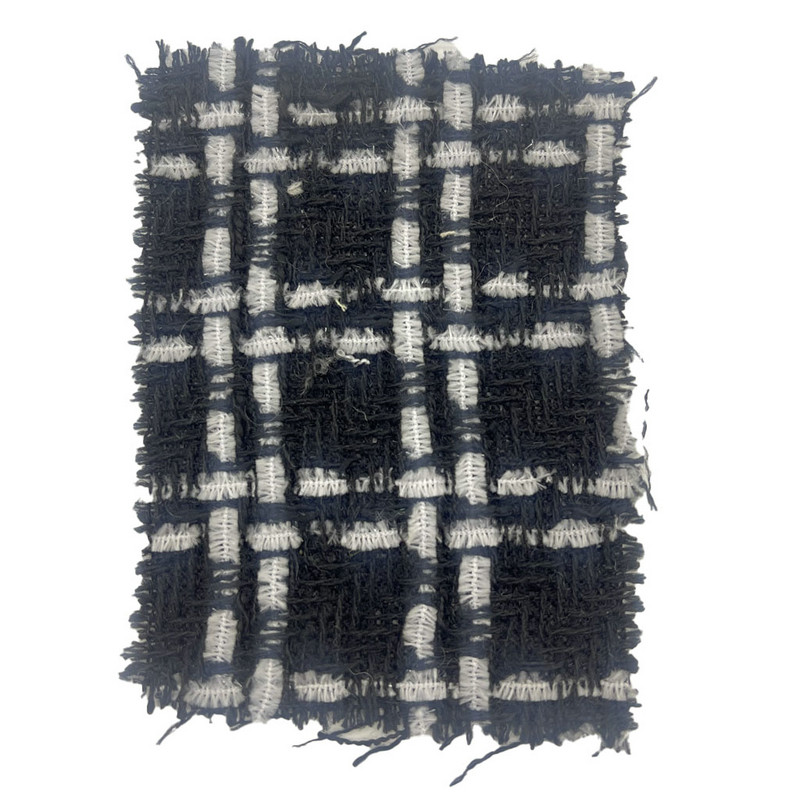 Tessuti in tweed intrecciati a quadri in lana nera senza tempo per abbigliamento 23545