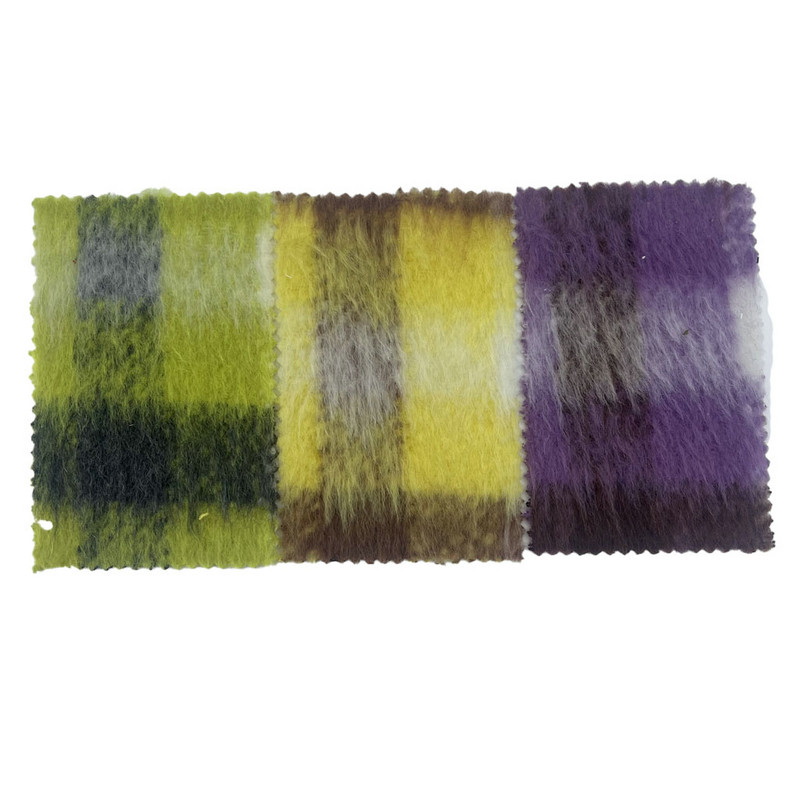 Plaid viola a pelo lungo spessi 20 tessuti in tweed di lana per soprabiti 3256