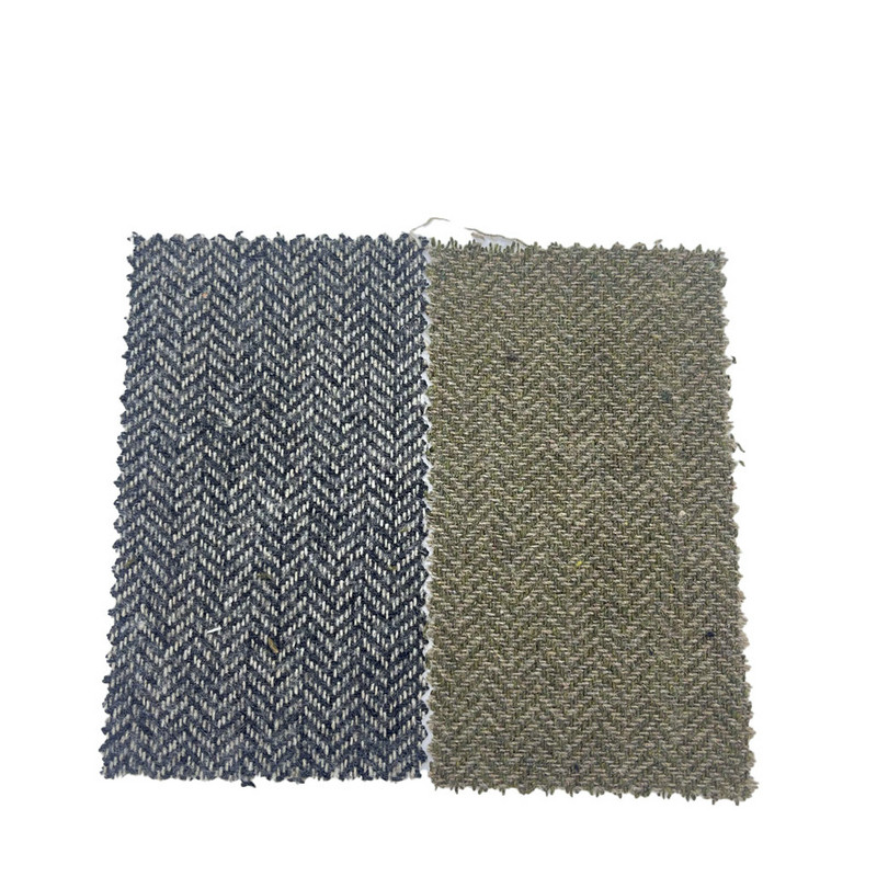 Tessuti in tweed a spina di pesce grigio verde per pantaloni 3531
