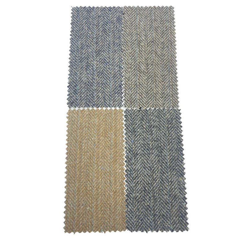 Tessuti italiani in tweed di lana a righe blu marrone per abiti da completo 3534