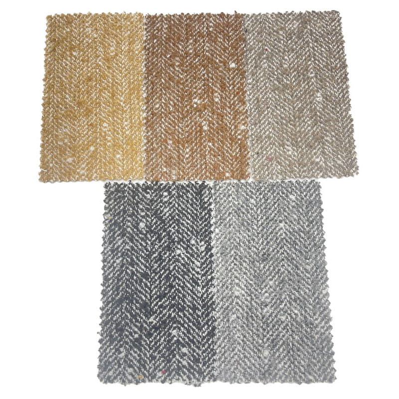 Tessuti in tweed spesso di lana bianca grigia a spina di pesce a bolle per abiti invernali 3906